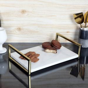 Plateau en marbre fait à la main plateau de service décoratif moderne pour Table à manger vanité organisateur élégant cadeau Accent - Product Image 4