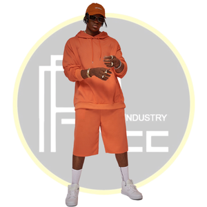 Conjunto de pantalones cortos y Sudadera con capucha naranja personalizable para hombre Ropa de descanso informal personalizada para el verano - Product Image 4