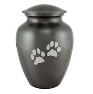 Laiton noir avec empreintes de pattes rondes Urnes pour animaux de compagnie Urnes pour animaux de compagnie en métal de la plus haute qualité pour la maison funéraire - Product Image 3