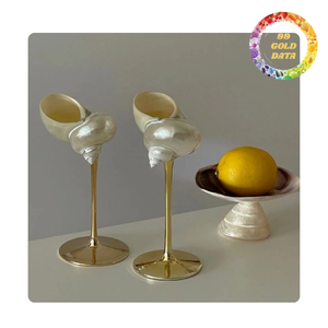 Seashell cocktail <b>glass</b> with well-polished surface | Turquoise and <b>White</b> | For restaurant and gift idea - Product Image 3