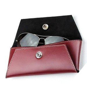 Caja plegable para gafas triangulares para hombres y mujeres, caja de gafas de sol de cuero Pu impermeable hecha a mano, caja de almacenamiento plegable de alta calidad - Product Image 5