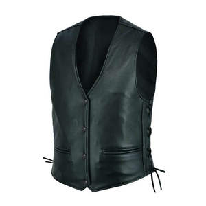 Gilet en cuir d'hiver pour homme avec boutons en corne, vêtement d'extérieur personnalisable pour la mode décontractée de motard, vêtements de moto - Fabricant pakistanais - Product Image 3