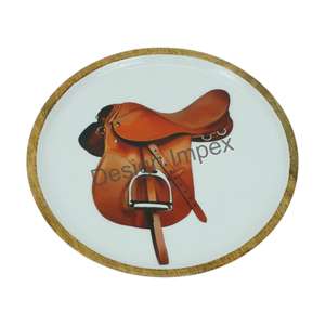 Juego de Platos y Platos Redondos con Estampado de Sillín, Bandeja para Ensaladas, Aperitivos, Galletas, Frutas, Esmalte Blanco, Artesanía, Juego de Bandeja de Madera de Mango - Product Image 6