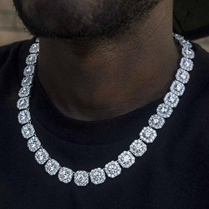 Collier de tennis de luxe 925 Sterling VVS Moissanite Style Hip Hop glacé avec testeur de diamant passe chaîne de bijoux élégante - Product Image 2