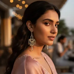 ต่างหูเงินแท้ 925 ดีไซน์แบบโคมระย้า ประดับพลอยสีเขียว สำหรับผู้หญิง - Product Image 2