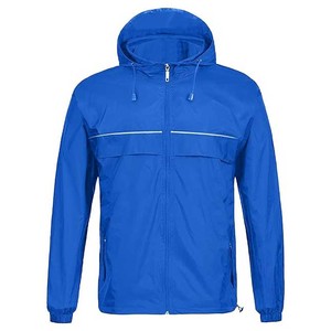 Veste coupe-vent personnalisée en gros pour hommes, imperméable, avec col montant et capuche, style printemps, tissu en toile - Product Image 6