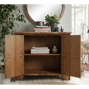 Eco-Friendly Handmade Solid Mango <b>Wood</b> <b>Cabinet</b> with Adjustable Shelves 2 Doors Space-Saving Design for Living Room <b>Storage</b> - Product Image 2