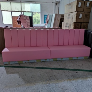 โซฟาเบาะหนัง PU สีชมพูสำหรับร้านอาหาร, ม้านั่งแบบมีพนักพิงแนวตั้งสำหรับเฟอร์นิเจอร์คาเฟ่ บาร์ โรงแรม - Product Image 3