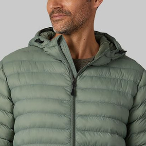 Veste d'hiver personnalisée sans capuche, couleur unie, fermeture éclair, col montant, veste matelassée en coton pour homme, veste matelassée, veste à bulles pour homme - Product Image 4