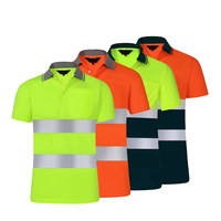Camiseta Polo de Alta Visibilidad Naranja y Negra de Manga Larga, Reflectante, Transpirable, Resistente al Viento, Certificada CE, Unisex, Ropa de Trabajo de Poliéster
