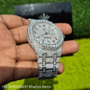 Reloj de Lujo Automático Unisex VVS Moissanite Completamente Helado con Esfera Árabe, Pulsera de Acero Inoxidable, Cristal de Zafiro y Visualización de Fecha - Product Image 3