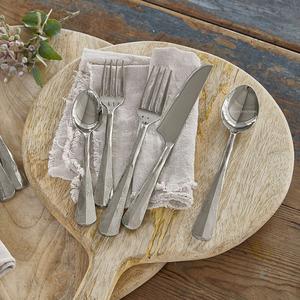 Juego de Cubiertos de Metal con acabado plateado con mango de textura para el hogar y el restaurante, juego de cubiertos para comer hecho a mano - Product Image 1