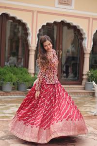 Recién llegado hermoso vestido Pure Dyable Viscose Jacquard Lehenga Choli con hilo rico-Lentejuelas Trabajo Proveedor indio a la venta - Product Image 5