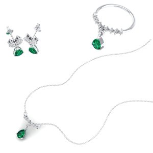 REYES harga pabrik grosir perak murni 925 Moissanite <span class=keywords><strong>Set</strong></span> Perhiasan Wanita Mode wanita batu permata zamrud <span class=keywords><strong>set</strong></span> anting-anting - Product Image 1