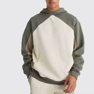 Custom <b>Fleece</b> 320gsm 100% Cotton Winter Hoodies Two Colored Unique Color Block <b>Jacket</b> Two Tone Patchwork Hoodie - Product Image 6