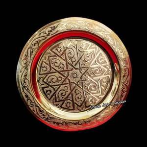 Plateau de service en laiton en métal de conception antique de qualité supérieure classique utilisation finie polie dorée pour le plateau de service de pièce maîtresse de table à la maison - Product Image 2