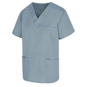 Tops de travail infirmiers à col en V à prix de gros, avec poche, manches courtes, fabriqués au Pakistan - Product Image 3