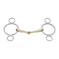 Mors de cheval en acier inoxydable avec embout en laiton, simple articulation, 3 anneaux, pour l'équitation