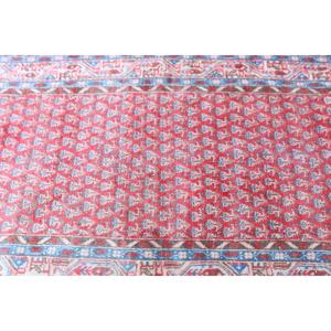 3.5x7.5 ft Turkish Vintage Moroccan <b>Wool</b> Rug <b>Red</b> Blue Patchwork Design Eco-Friendly Latex Backing - Product Image 5