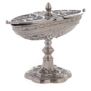 Bateau d'encens en laiton gaufré avec cuillère finition or et argent ensemble de 2 pièces de bateau d'encensoir pour l'utilisation de culte de masse d'autel d'église - Product Image 5