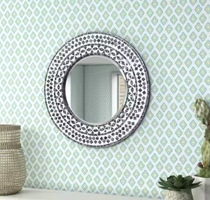 Meilleure qualité moderne marocain gris os incrustation luxe écologique miroir mural élégant maison chambre décoration artisanat emporium inde - Product Image 1