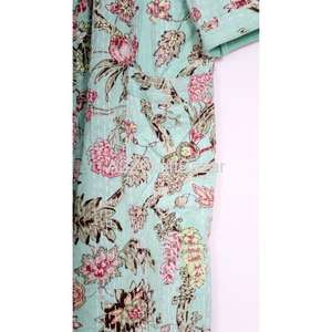 Veste Kantha en coton unisexe vintage, manteau d'hiver fait main à motif floral pour vêtements de nuit - Product Image 4