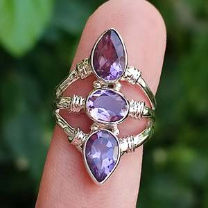 <b>Boho</b> June Birthstone <b>Ring</b> 925 Sterling Silver Oval Cut Amethyst Handmade June Birthstone Jewelry Perfect Gift for Her Birthday - Product Image 4