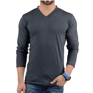 <b>Men's</b> V-Neck Long Sleeve Slim Fit Anti-Wrinkle Dobby Silk/Cotton Blend Vintage <b>Animal</b> Print T-Shirt - Product Image 3