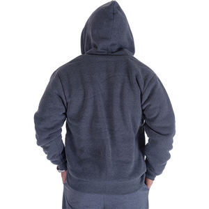 Pull à capuche d'hiver en molleton de polyester doublé Sherpa de couleur unie pour hommes, épais, respirant, écologique, avec fermeture à glissière, vente en gros - Product Image 4