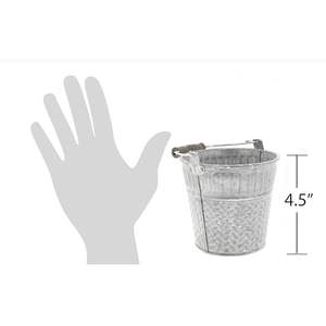 Galvanized Metal Bucket <b>Planter</b> with <b>Wooden</b> Handle - Unique Plant Pot Storage Container for Indoor <b>Outdoor</b> Home Garden Decor - Product Image 5