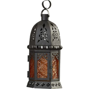 Blue Color Glass Hanging Moroccan <b>Candle</b> Lanterns Decorative Metal <b>Black</b> Lantern for Home and Christmas Lights Decor - Product Image 4
