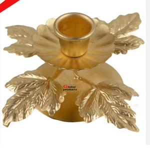 Bougeoir design feuille d'acier inoxydable en métal doré de grande qualité pour hôtel, restaurant et bar - Product Image 1