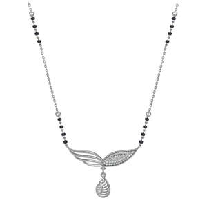 Compre un Mangalsutra de Plata Pura con Baño de Oro, Cadena de Perlas y Diamantes, Estilo Étnico Religioso, Regalo Perfecto para su Esposa - Product Image 1