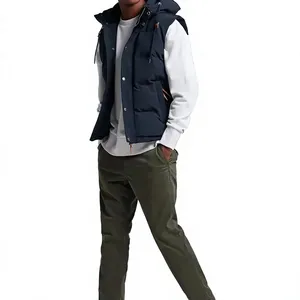 Pantalones de equitación sin mangas azul marino con capucha y cuello alto para hombre, ropa exterior informal de poliéster/nailon, personalizados 2026 - Product Image 1