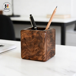 Soporte para bolígrafos de madera de acacia hecho a mano, organizador de escritorio para artículos de papelería, fabricante al por mayor de Barkah Star - Product Image 6