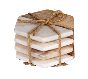 Posavasos de madera de acacia y mármol grabado, posavasos de madera y mármol creativo moderno personalizado para el hogar - Product Image 4