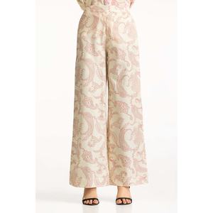 Pantalon large taille haute pour femme WM-TRC-SS24-009 Coupe ample en mousseline et toile avec motifs décoratifs Respirant et léger - Product Image 1