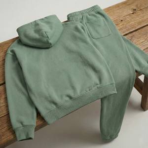 Ensemble de survêtement en velours vert sauge pour femme, streetwear, coton de haute qualité, deux pièces, coupe ajustée, sweat-shirt et pantalon de jogging fuselé - Product Image 5