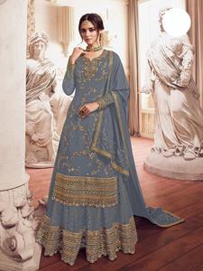 Nouveau costume de Sharara en tissu intérieur en Faux Georgette élastique à la mode pour les femmes vêtements de fête de mariage pakistanais et indiens à point libre - Product Image 2