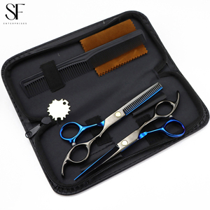 OEM Lightweight Black and Blue 6.0 Inch Hairdressing Scissors <b>Barber</b> Hair Cutting Kit - Product Image 5