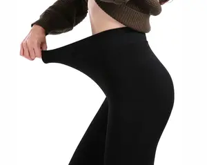 Hot Selling Winter Vrouwen Dikke Zwarte Kleur Geborsteld Houtskool Stretch Fleece Potlood Broek Comfortabele Vertrappen Leggings Voor Vrouwelijke