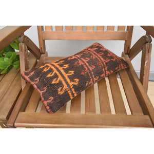 Almohada de lana de retazos Kilim Vintage marrón, cojín decorativo de 18x18 pulgadas con patrón de hojas esponjosas para uso en el suelo - Product Image 5