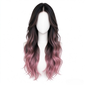 Peluca de Cabello Sintético Largo y Ondulado en Degradado Rosa Oscuro para Mujer, Peluca Moderna con Color Degradado - Product Image 1