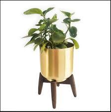 Maceta de interior dorada, diseño moderno, decoración del hogar, estilo de vida de lujo, decoración de suelo, decoración de plantas artificiales - Product Image 4