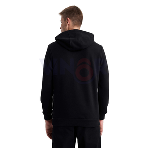 100% <b>Black</b> Cotton Pullover <b>Hoodie</b> for <b>Men</b> Solid Pattern Embroidered <b>Plain</b> Dyed Custom Print Thermal Fleece Sweatshirt for Winter - Product Image 2