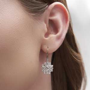 Romantic 4.22 Ct <b>Rose</b> Quartz Spark Fashion Earrings for Women in 14K White Gold with Lab Grown Diamonds - Product Image 1