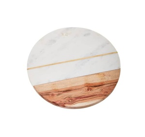 Sous-verres ronds en bois de marbre pour le bureau à domicile ou la pendaison de crémaillère de Noël pour l'utilisation de table Porte-tasses et porte-boissons élégants - Product Image 1