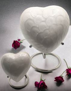 Medium White Heart Cremation Urn High Gloss Stand Included Aluminium funeral supplies urns <b>for</b> human <b>ashes</b> - Product Image 6