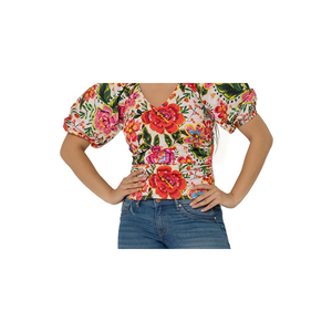 เสื้อเอลซ่าแขนพองสำหรับผู้หญิง ยี่ห้อ Leota สีแดงหลายเฉด ไซส์เล็ก สำหรับฤดูร้อน - Product Image 3