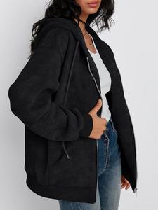 Custom Eco Friendly Women Winter Hooded <b>Zipper</b> Hoodie Lightweight Breathable Casual Sweatshirt with Pockets OEM Wholesale - Product Image 3